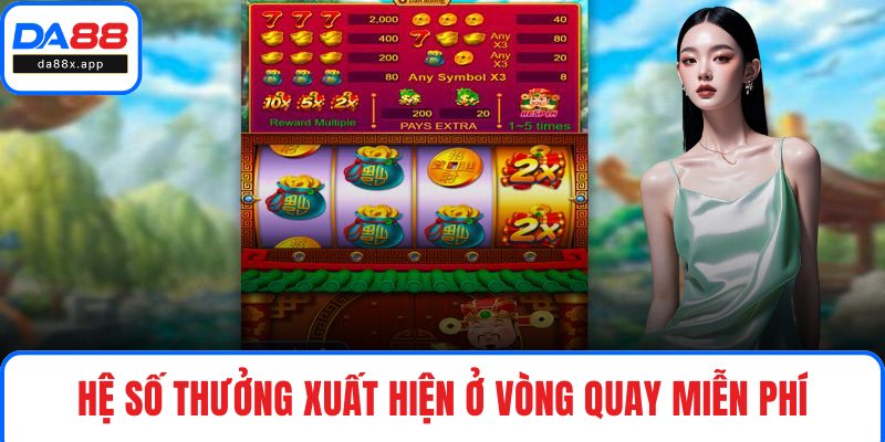 Hệ số thưởng xuất hiện ở vòng quay miễn phí